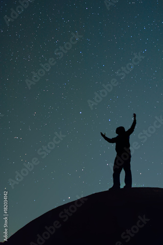 A man under the starry sky