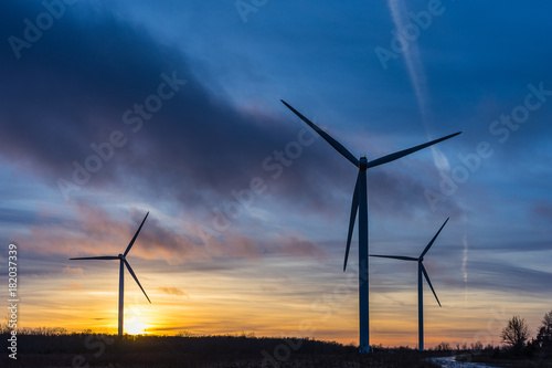 Wind turbines generating electricity