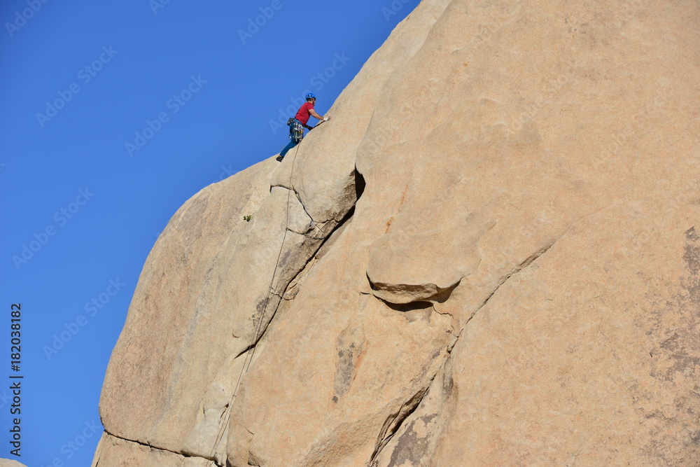A Rock climber at Joshua Tree National Park.