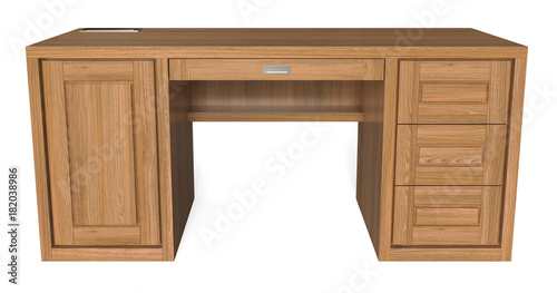 Wooden writing desk with drawers