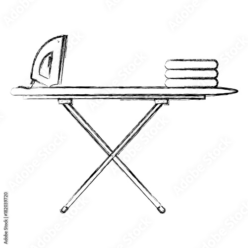 ironing board with clothes and iron vector illustration design