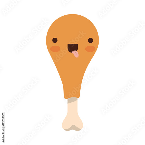 kawaii chicken thigh in colorful silhouette on white background