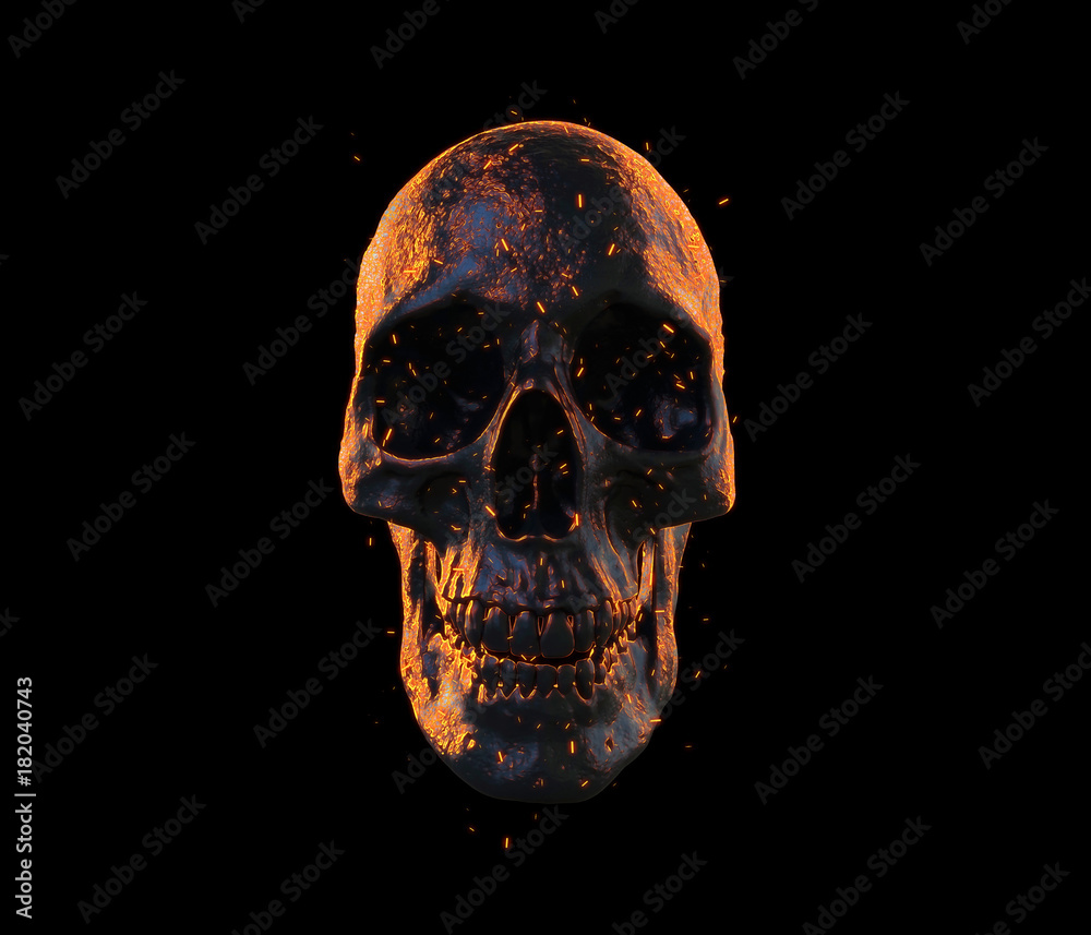 burned skull wallpaper 3d illustration Stock Illustration | Adobe Stock