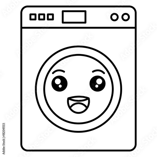 washer machine kawaii character vector illustration design
