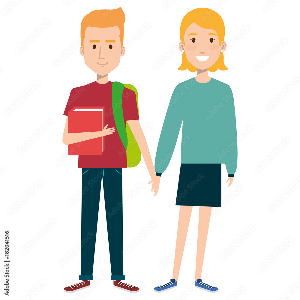 students couple avatars characters vector illustration design students couple avatars characters vector illustration design