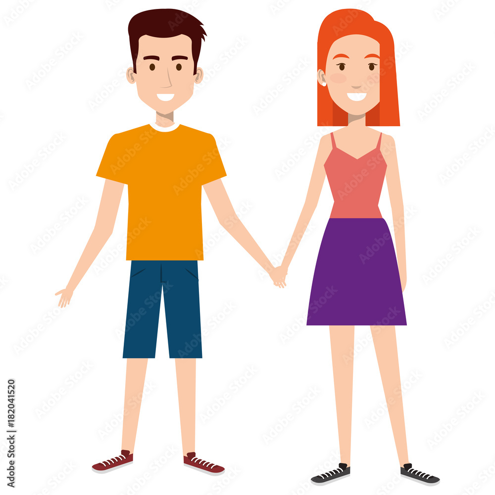lovers couple avatars characters vector illustration design