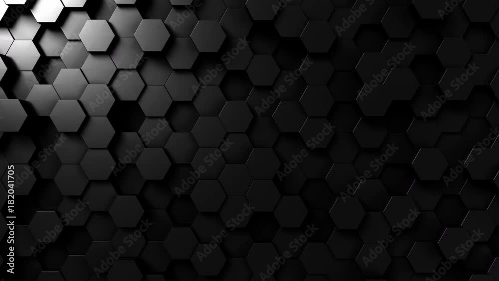 Abstract black hexagonal loopable motion background