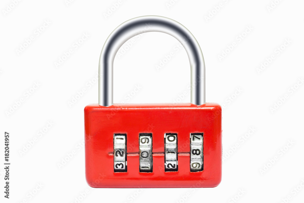 Padlock luggage lock code 2018 new year on white background with clipping path Padlock luggage lock code 2018 new year on white background with clipping path