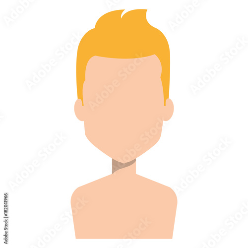 young man shirtless avatar character vector illustration design