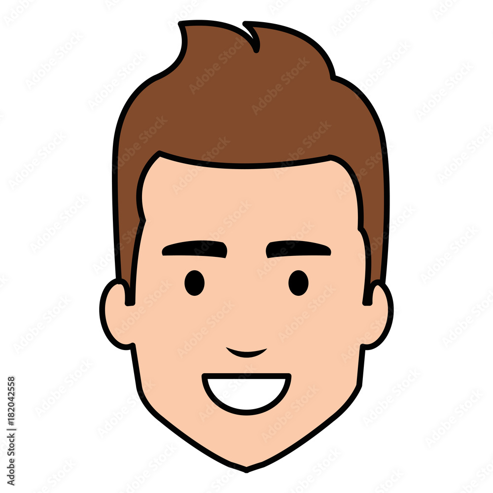 young man head avatar character vector illustration design