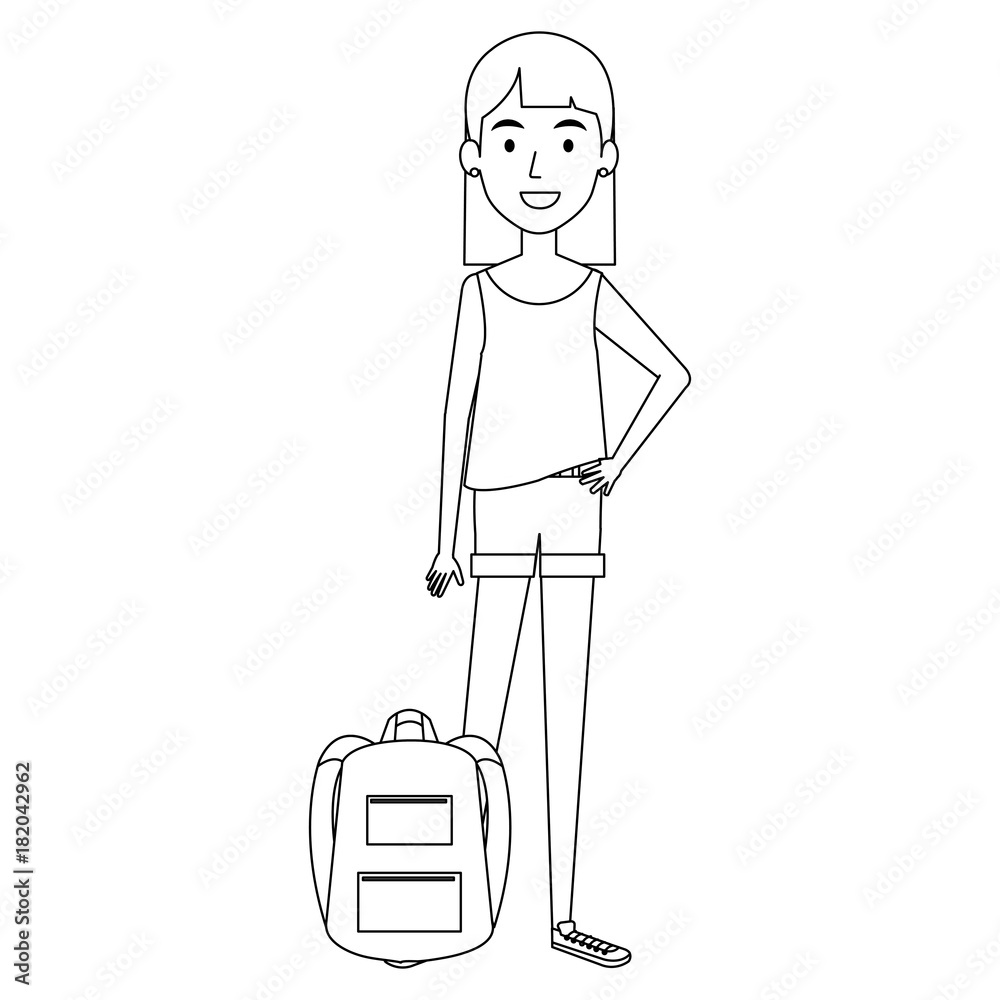 beautiful woman with school bag avatar character vector illustration design beautiful woman with school bag avatar character vector illustration design