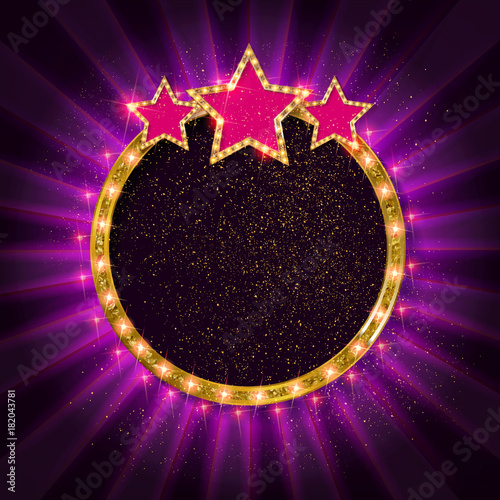 Retro frame with 3 stars