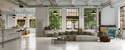 Panorama view inside vintage Loft Apartment - Loft Wohnung in Berlin