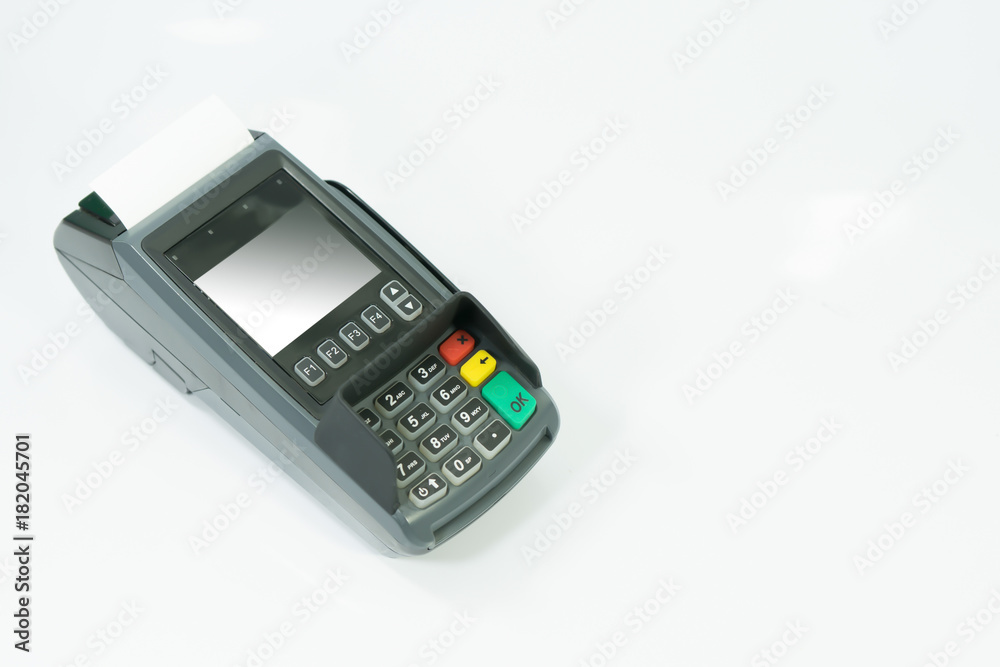 Credit card machine on isolated, Concept mobile business Credit card machine on isolated, Concept mobile business
