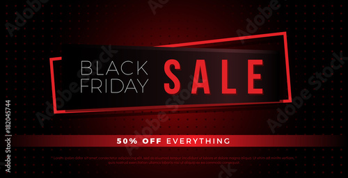 Black friday sale red tag background. Super friday sale logo for banner, web, header and flyer design. Christmas and new year shopping