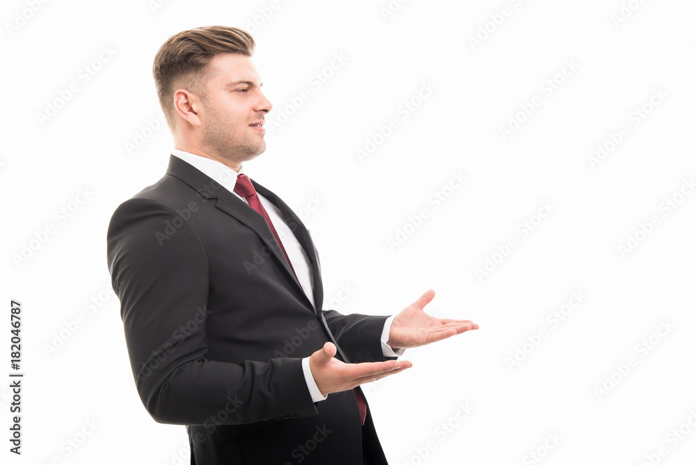 Side view of business man showing copyspace area Side view of business man showing copyspace area