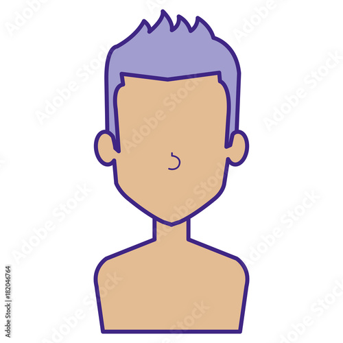 young man shirtless avatar character vector illustration design