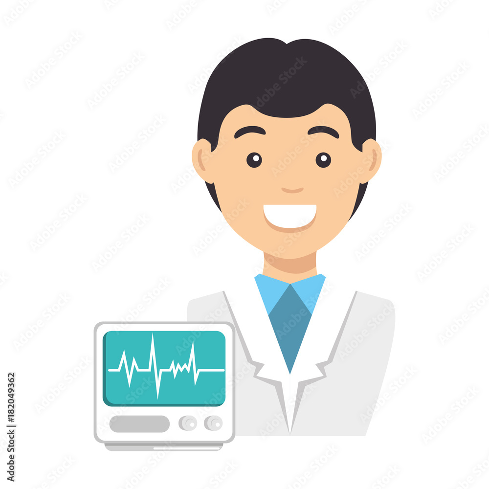 doctor character with ekg machine vector illustration design doctor character with ekg machine vector illustration design