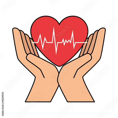 hands with heart cardio vector illustration design