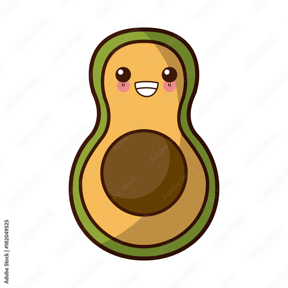 Avocado fresh vegetable kawaii cute cartoon vector illustration