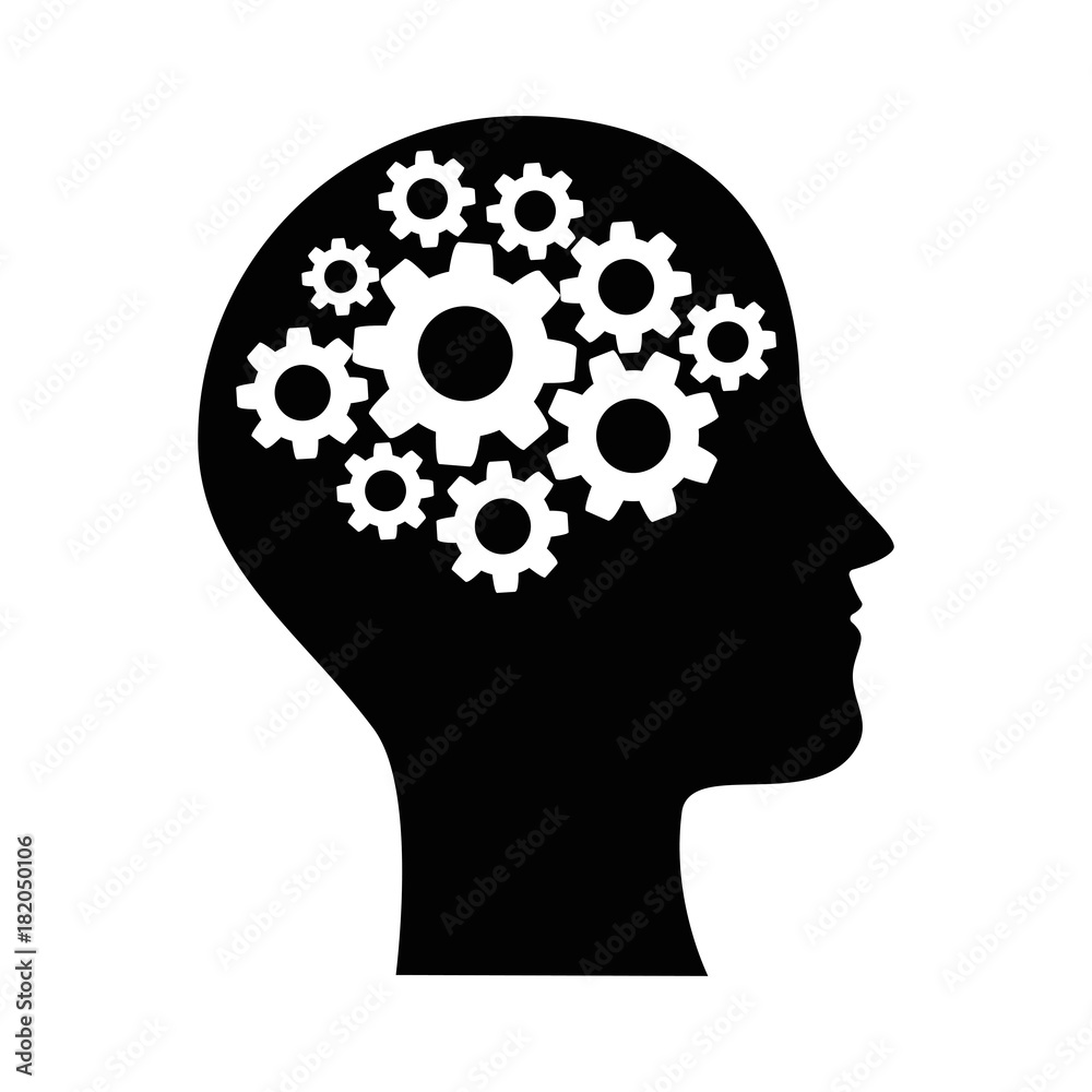 human profile with gears vector illustration design human profile with gears vector illustration design