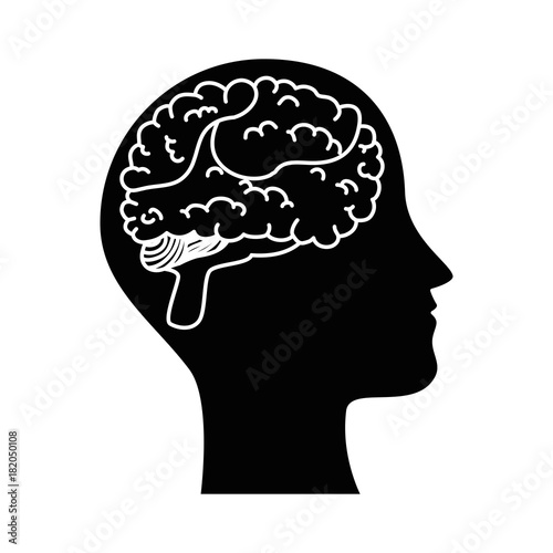 human profile with brain vector illustration design