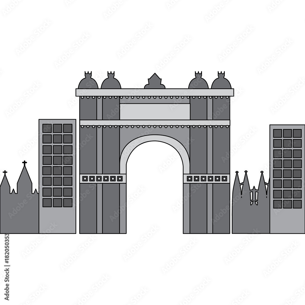 castle building in city icon image vector illustration design  grey color
