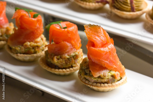 Tartlets with the vegetables and salted salmon