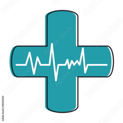 cross with ekg isolated icon vector illustration design