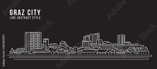 Cityscape Building Line art Vector Illustration design - Graz city