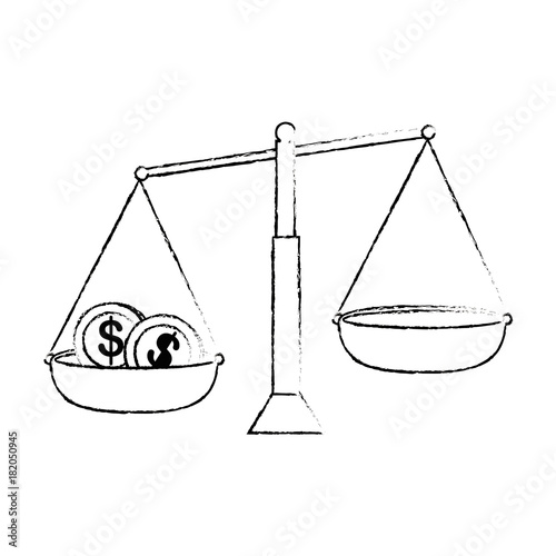 balance measure with coins vector illustration design