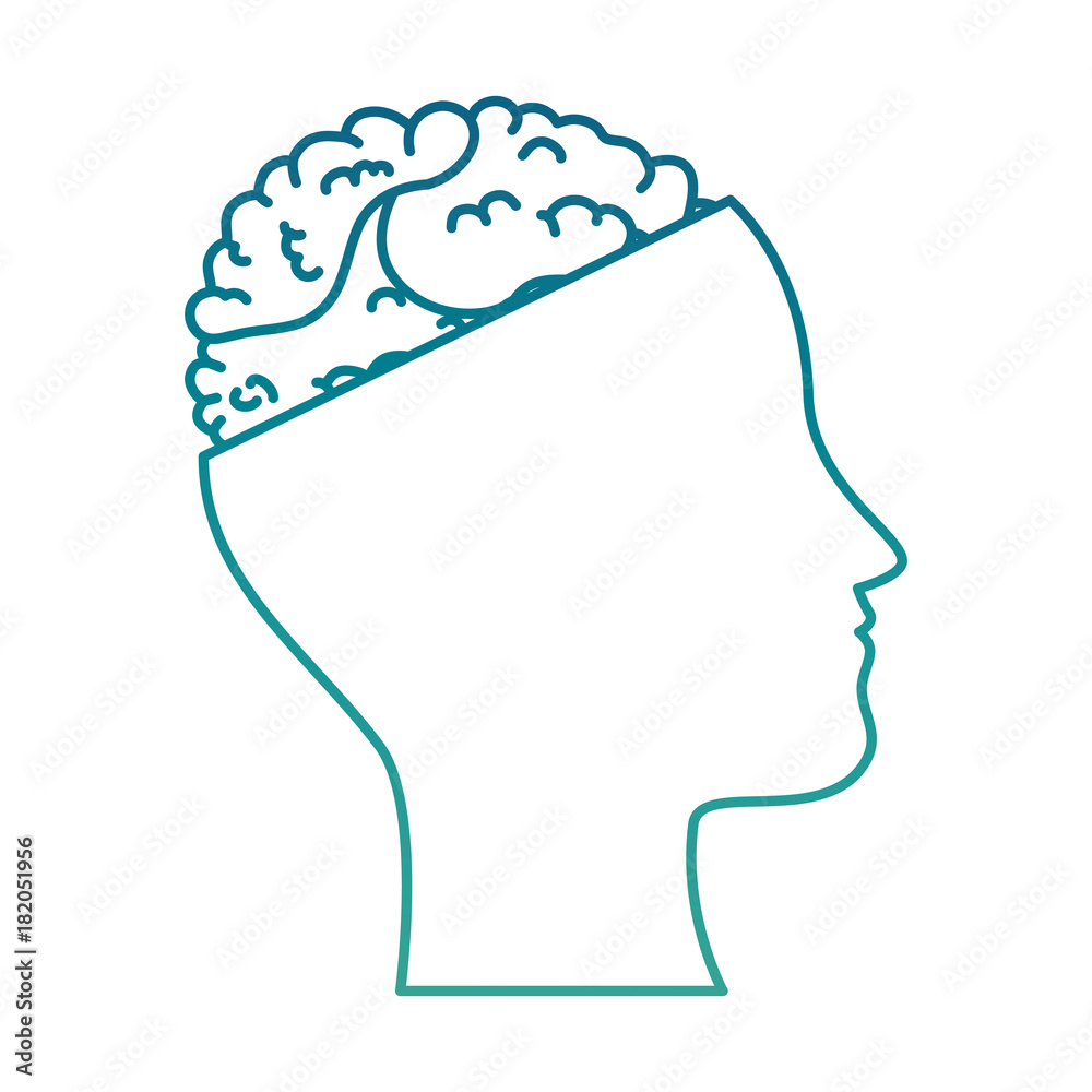 human profile with brain vector illustration design human profile with brain vector illustration design