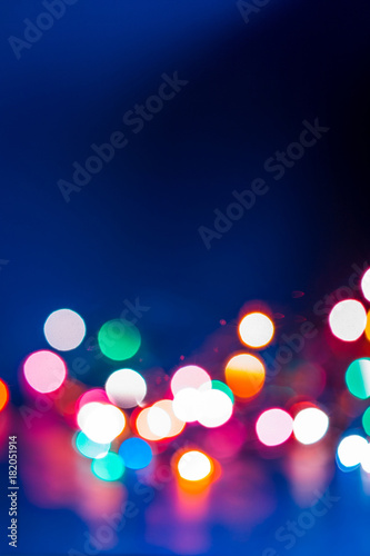 Blue Bokeh Abstract Background, Christmas Card, Vertical View