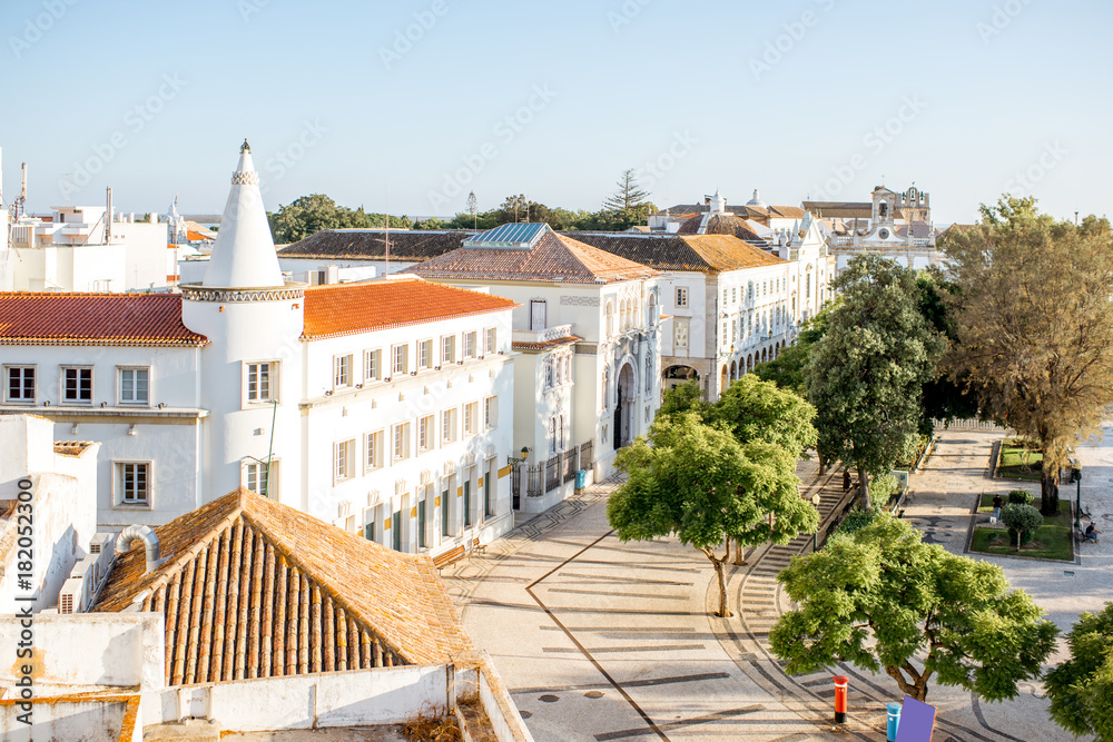 Top view on the old town with Manuel Bivar garden in Faro on the south of Portugal