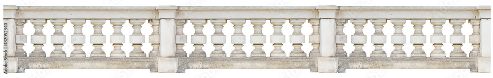 Long baroque balustrade (isolated on white background) - obrazy, fototapety, plakaty 