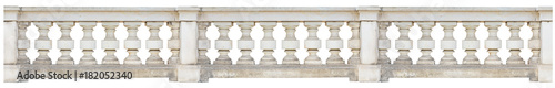 Long baroque balustrade (isolated on white background)