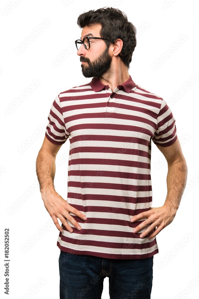 Man with glasses looking lateral Man with glasses looking lateral