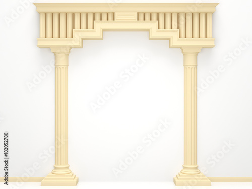 Classical portal with columns on a white background