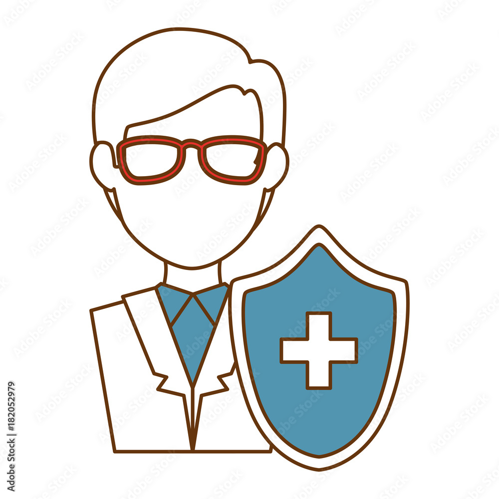 doctor character with shield vector illustration design doctor character with shield vector illustration design