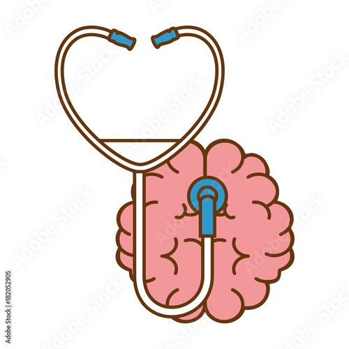 brain with stethoscope medical vector illustration design