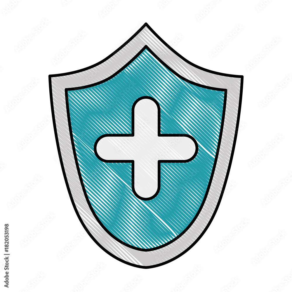 Obraz premium shield with cross icon vector illustration design