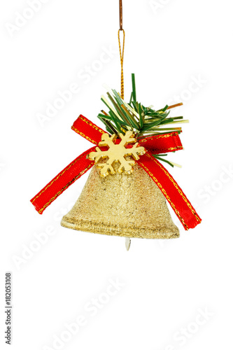 Decorative Christmas bell isolated on white background