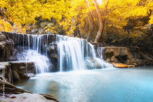 Fototapeta Naklejka Na Ścianę i Meble -  Scenic waterfall in rainforest on autumn season at Huai Mae Khamin national park