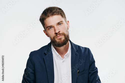 Business man with beard on white isolated background, portrait