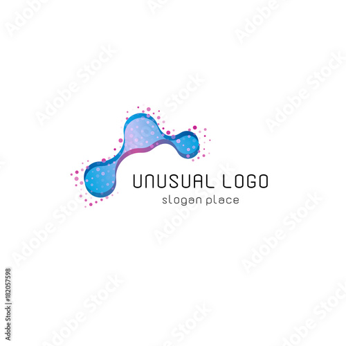 Science Logo With Atoms And Molecules/ Illustration of a science symbol with blue molecules and atom particles