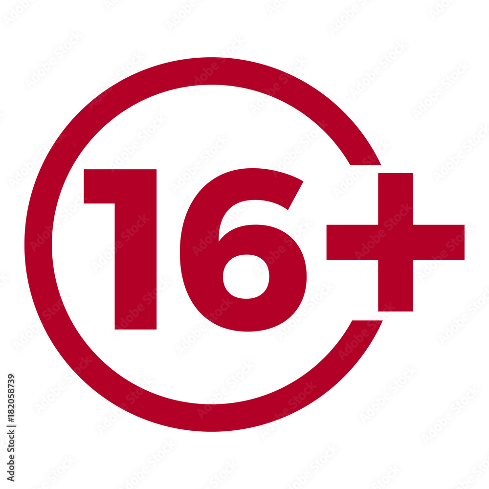 Limit age icon on red background. Icons age limit vector flat illustration. Limit age icon on red background. Icons age limit vector flat illustration.