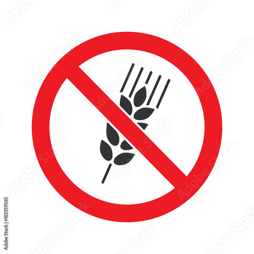 Forbidden sign with wheat ears glyph icon