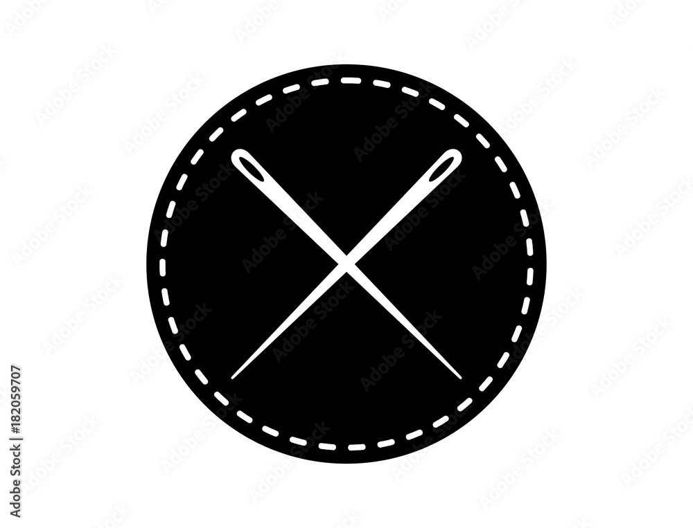 Circle Needle and Yarn Sewing Thread Cross Illustration Flat Logo Circle Needle and Yarn Sewing Thread Cross Illustration Flat Logo