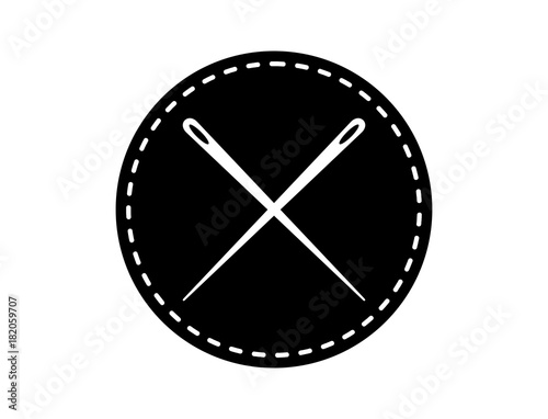 Circle Needle and Yarn Sewing Thread Cross Illustration Flat Logo 