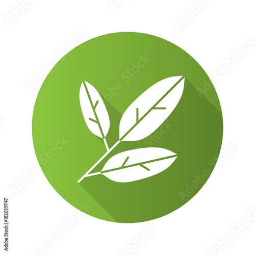 Bay leaves flat design long shadow glyph icon